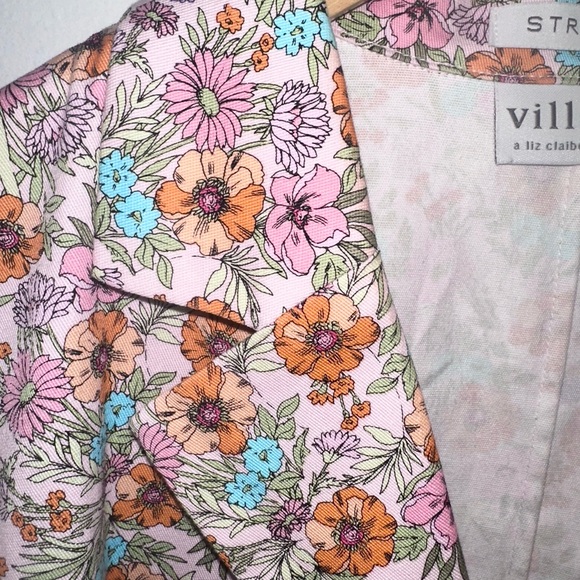 Villager Liz Claiborne Floral Cotton Blazer Jacket Size 14 Spring Garden - Picture 5 of 16
